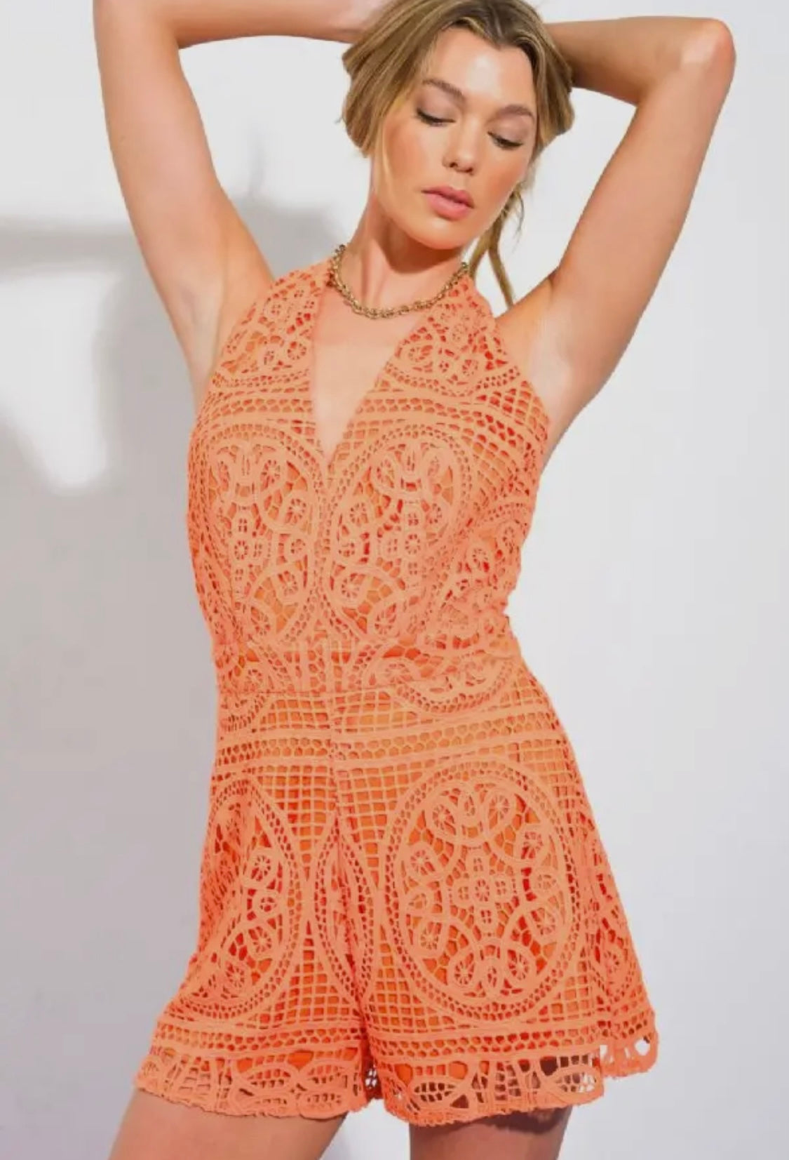 Woven lace romper