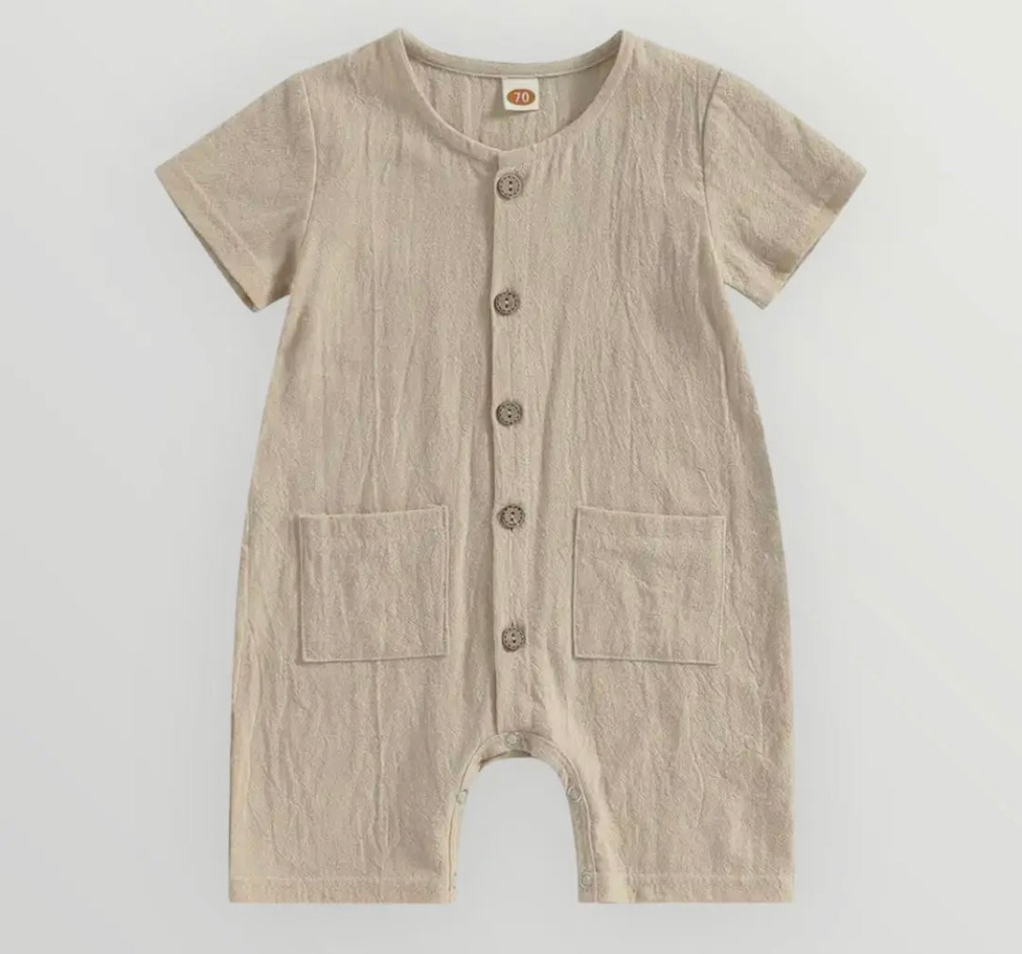 Tan Linen Romper