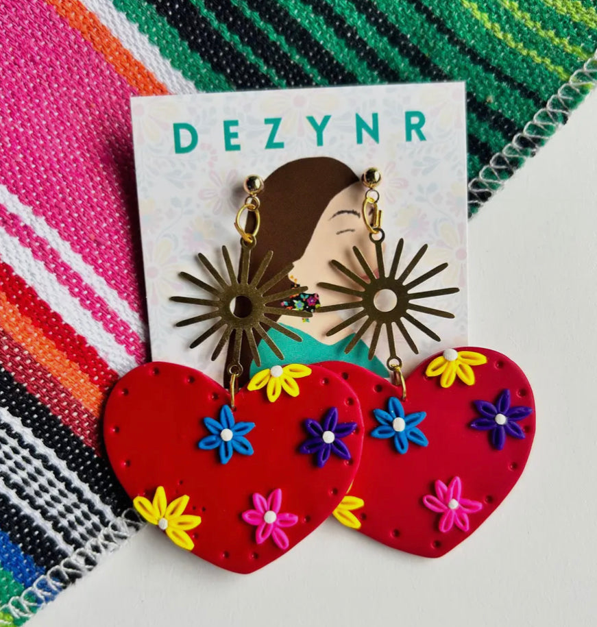 Red heart earrings
