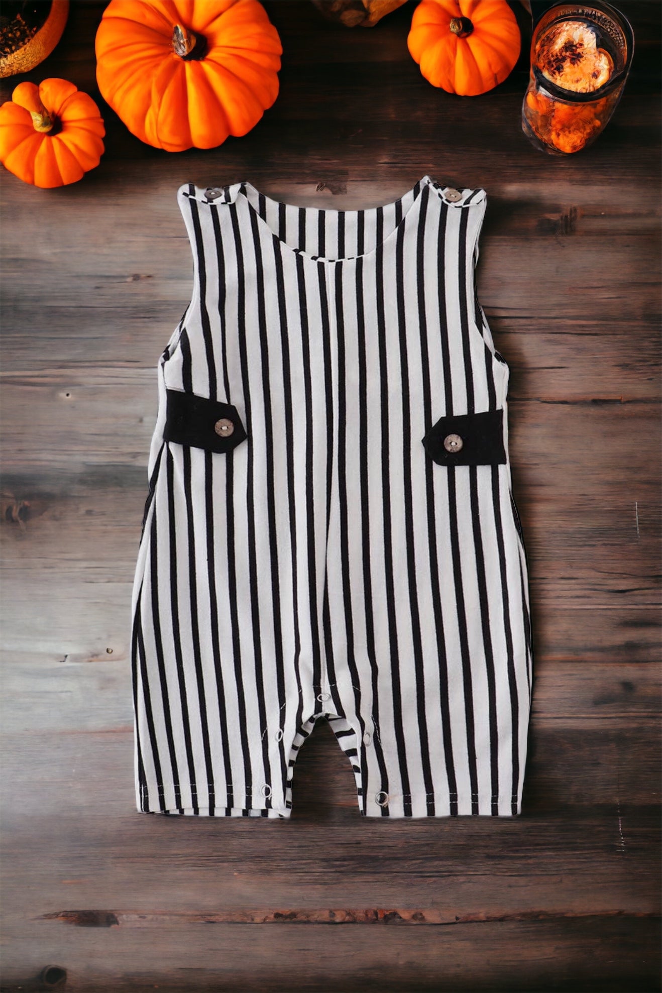 Black Stripe Romper