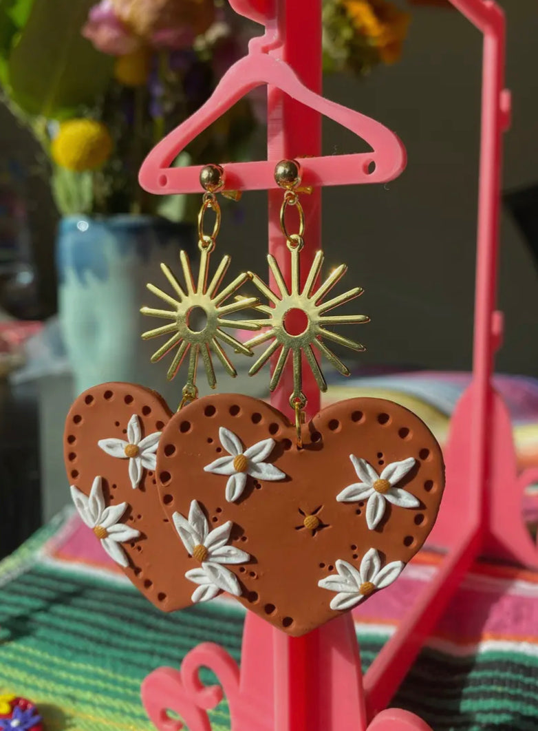Terracotta heart earrings