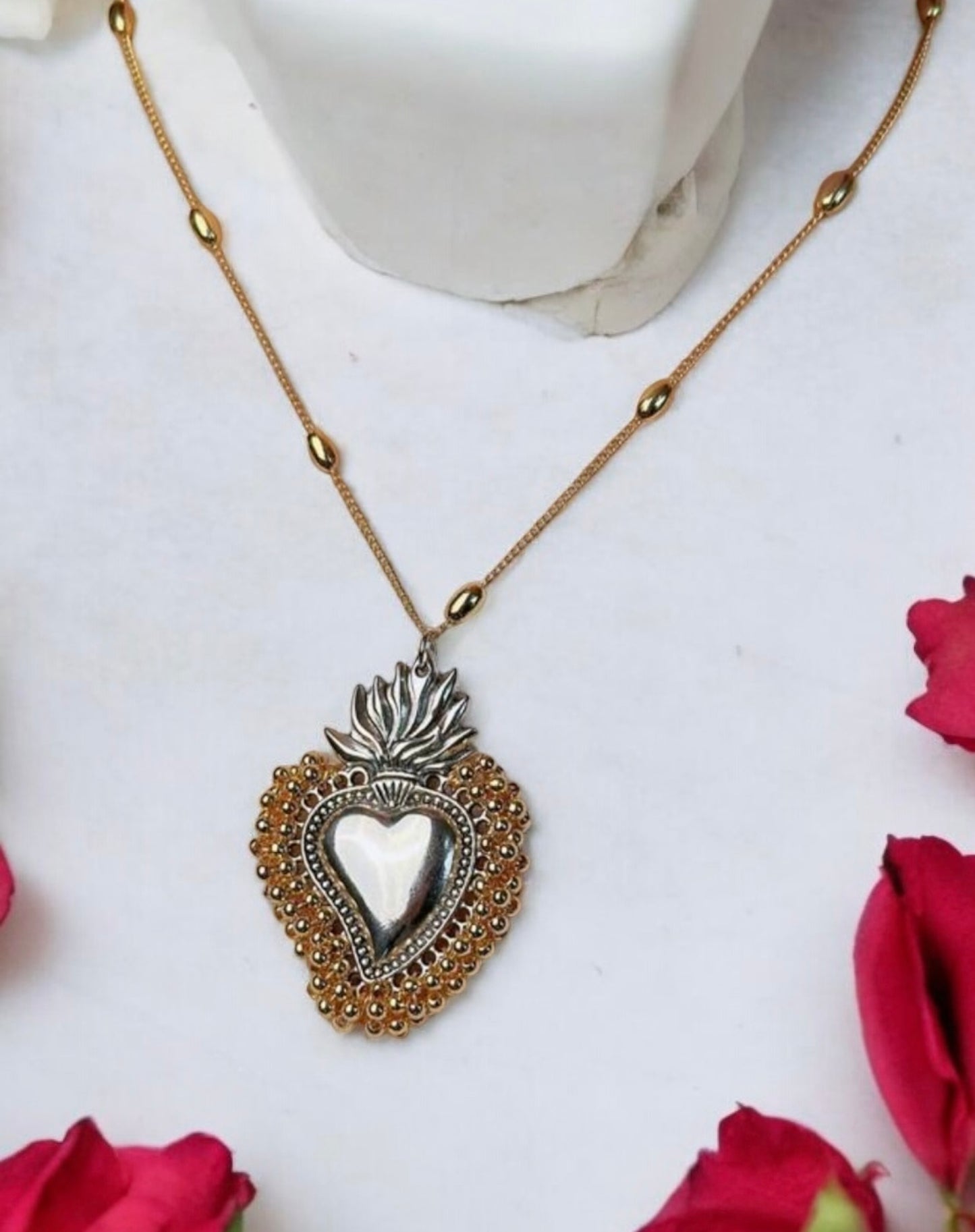 18K Plated Sacred Burning Corazon Necklace