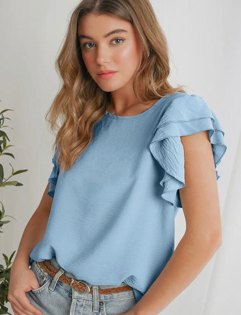 Light blue Ruffled Sleeves