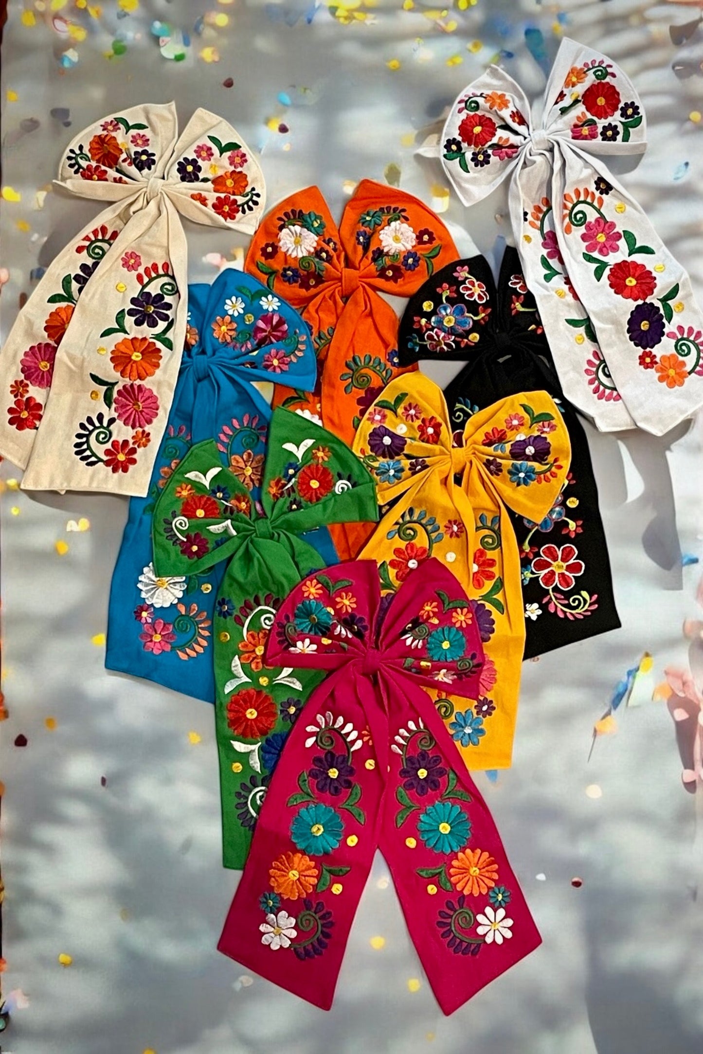 Mexican embroidered hair bow