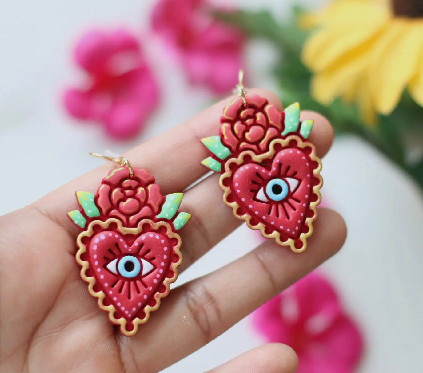 Sacred heart earrings