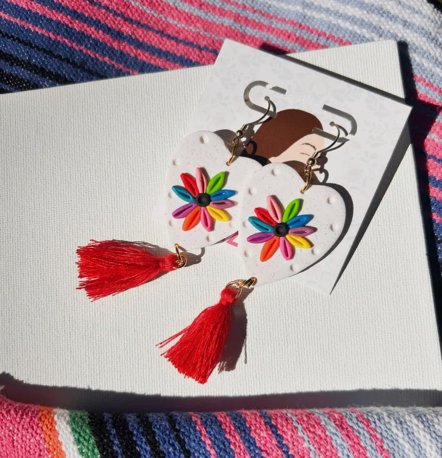 Otami red tassel earrings