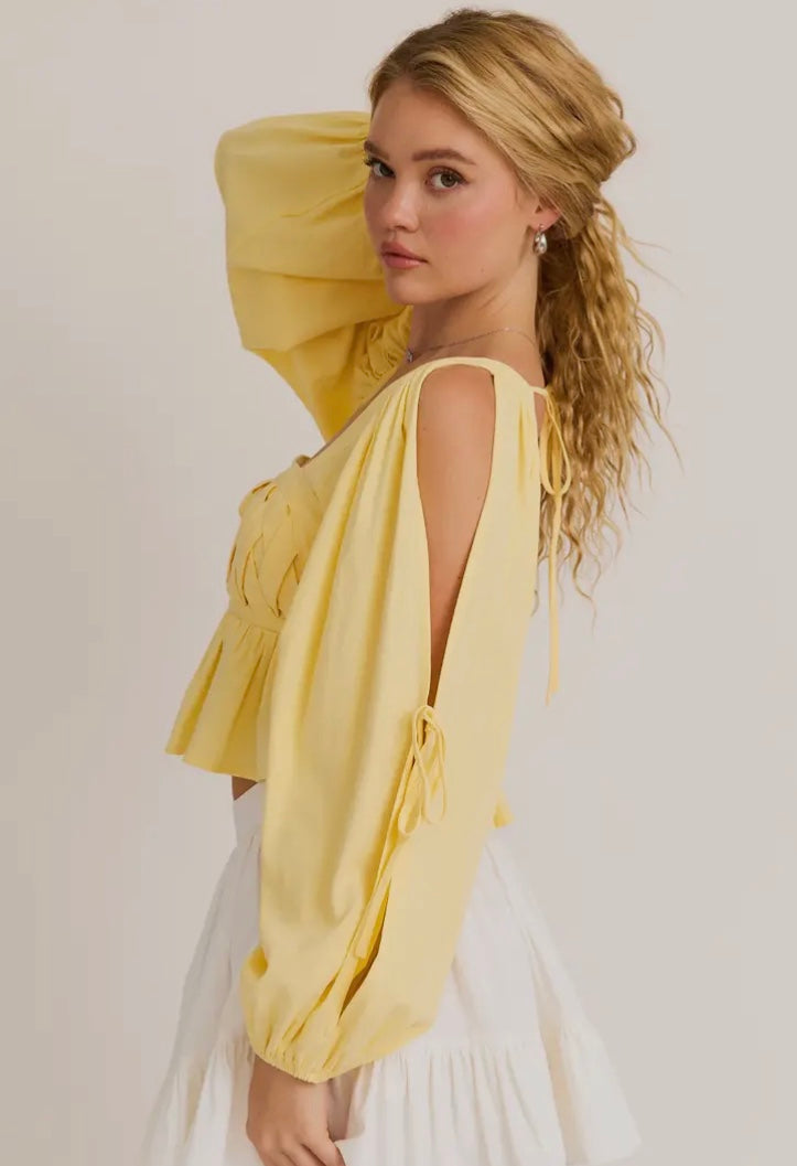 Yellow Long Sleeved Detailed Top