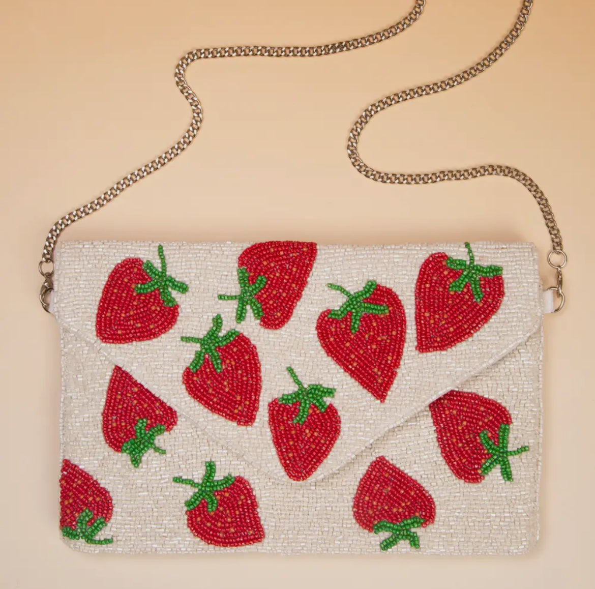 Beaded strawberry clutch