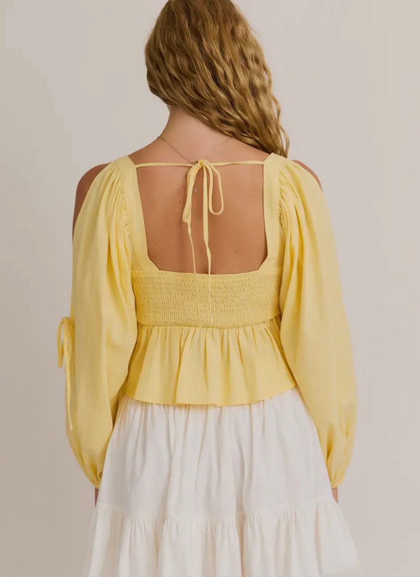 Yellow Long Sleeved Detailed Top