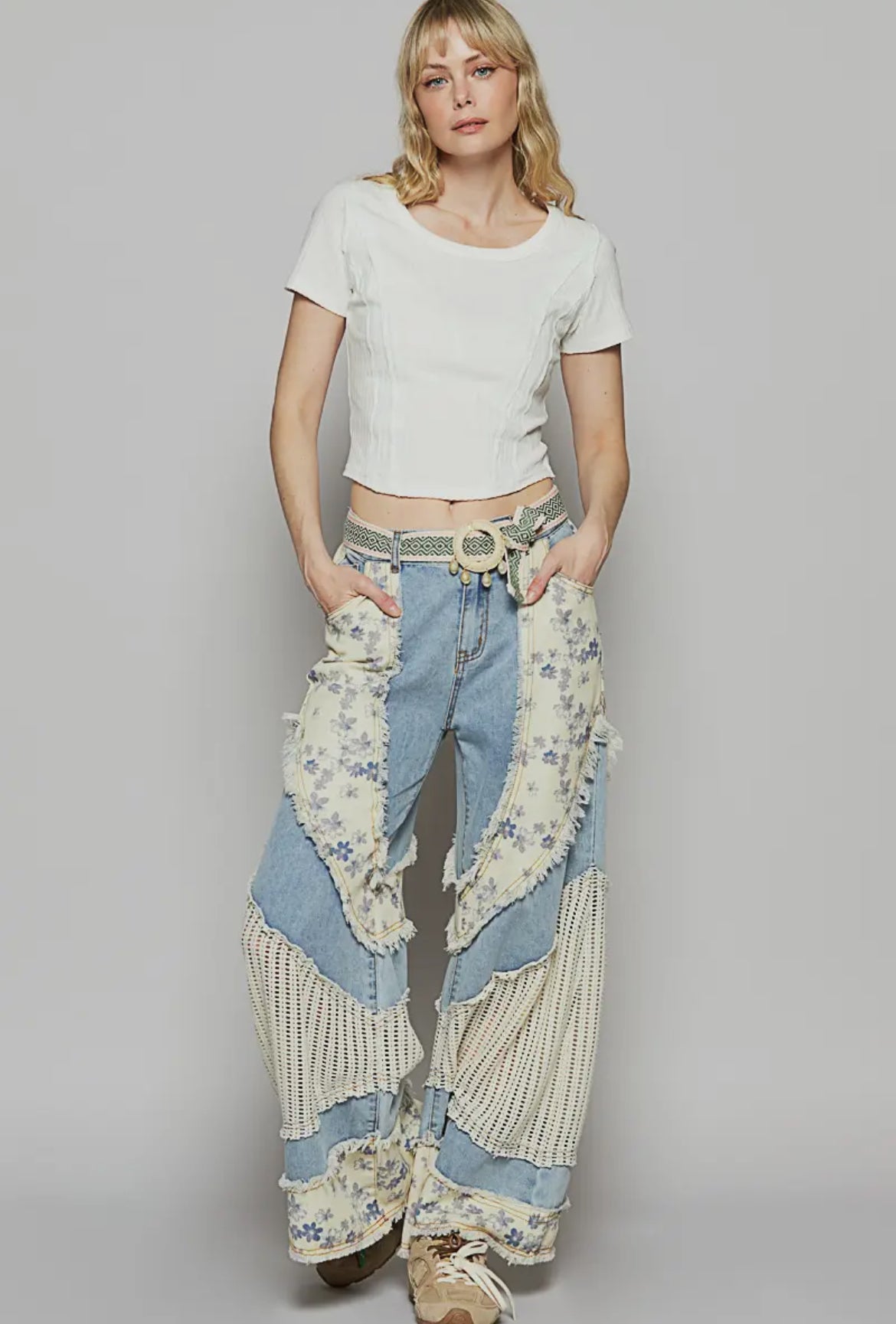 Floral crochet pants