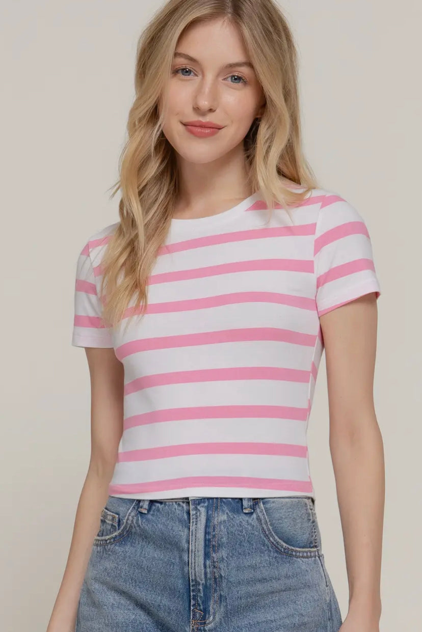 Stripe knit crop top