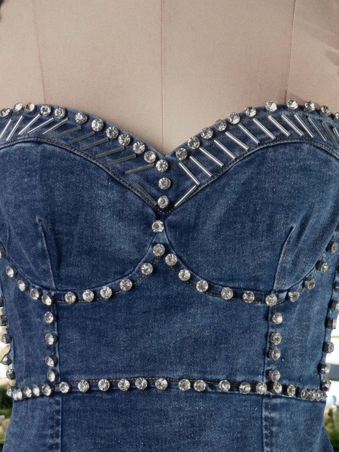 Love Story Denim Rhinestone Dress