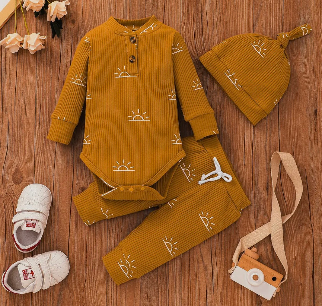 3pc Baby Romper Pant Set