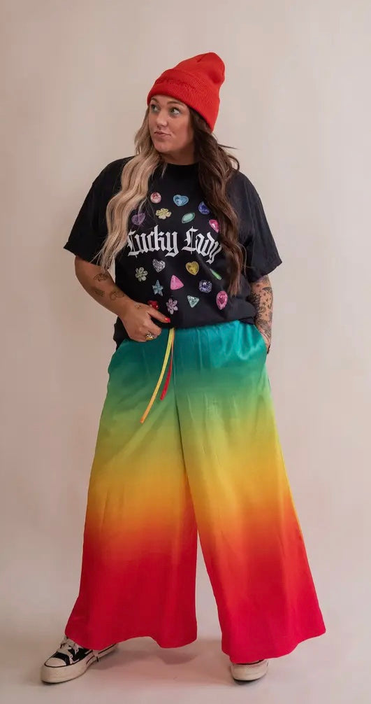 Fun Rainbow Print Trousers