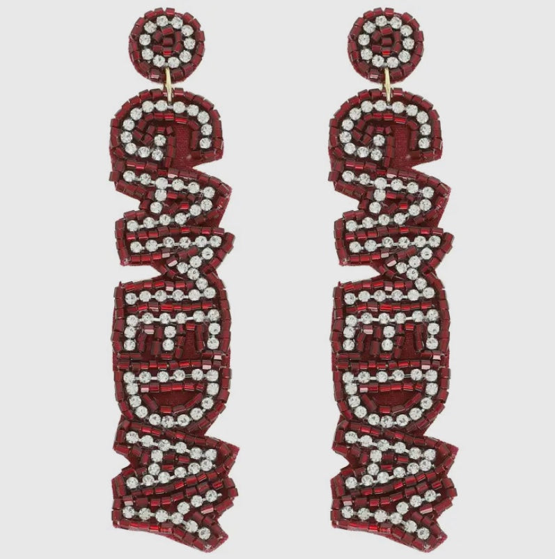 Maroon game day earrings