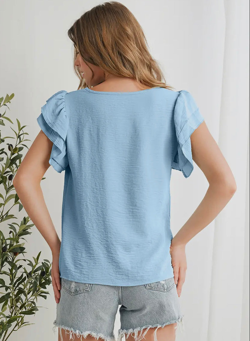 Light blue Ruffled Sleeves