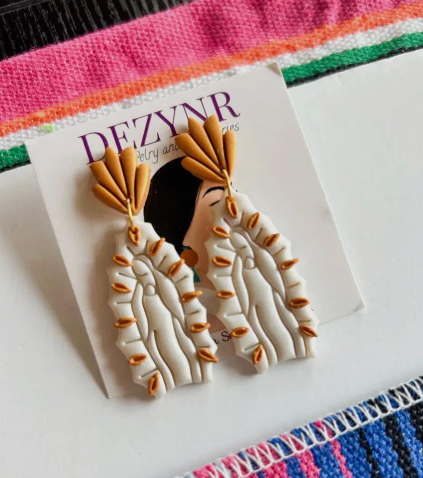 Gold virgen de Guadalupe earrings