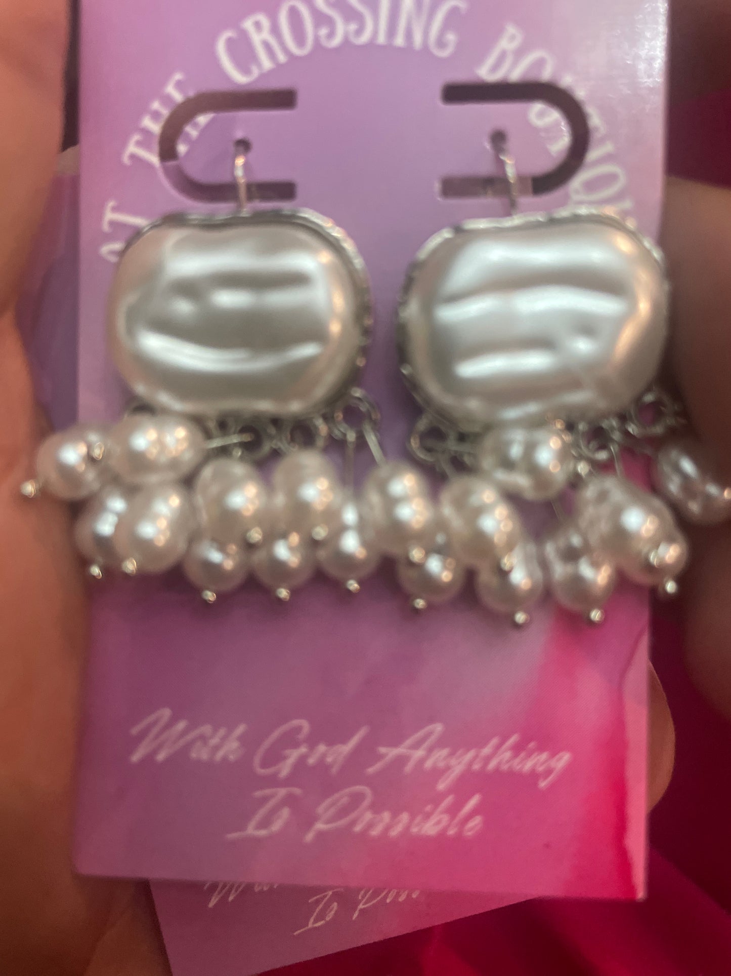 Square pearl earrings