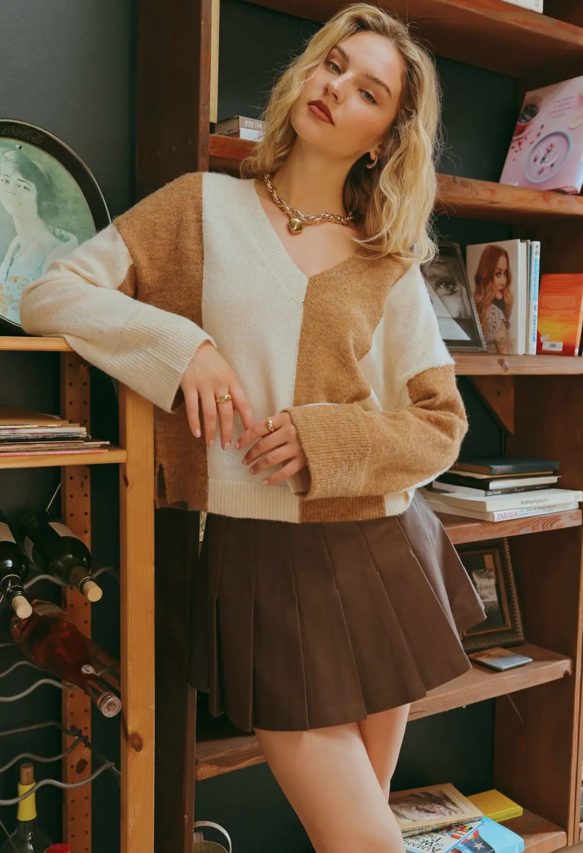 Wide stripe pullover sweater