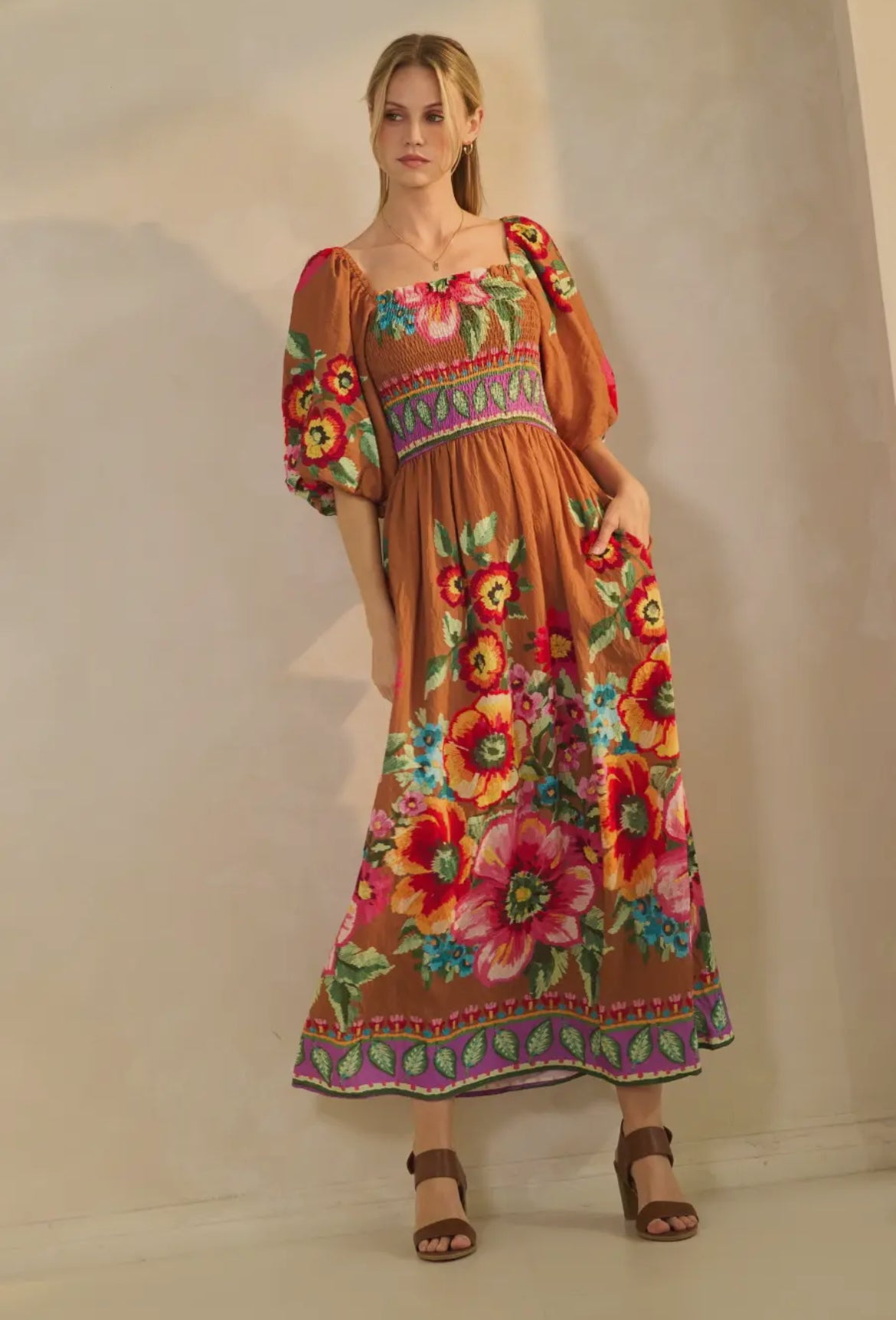 Giant floral maxi dress