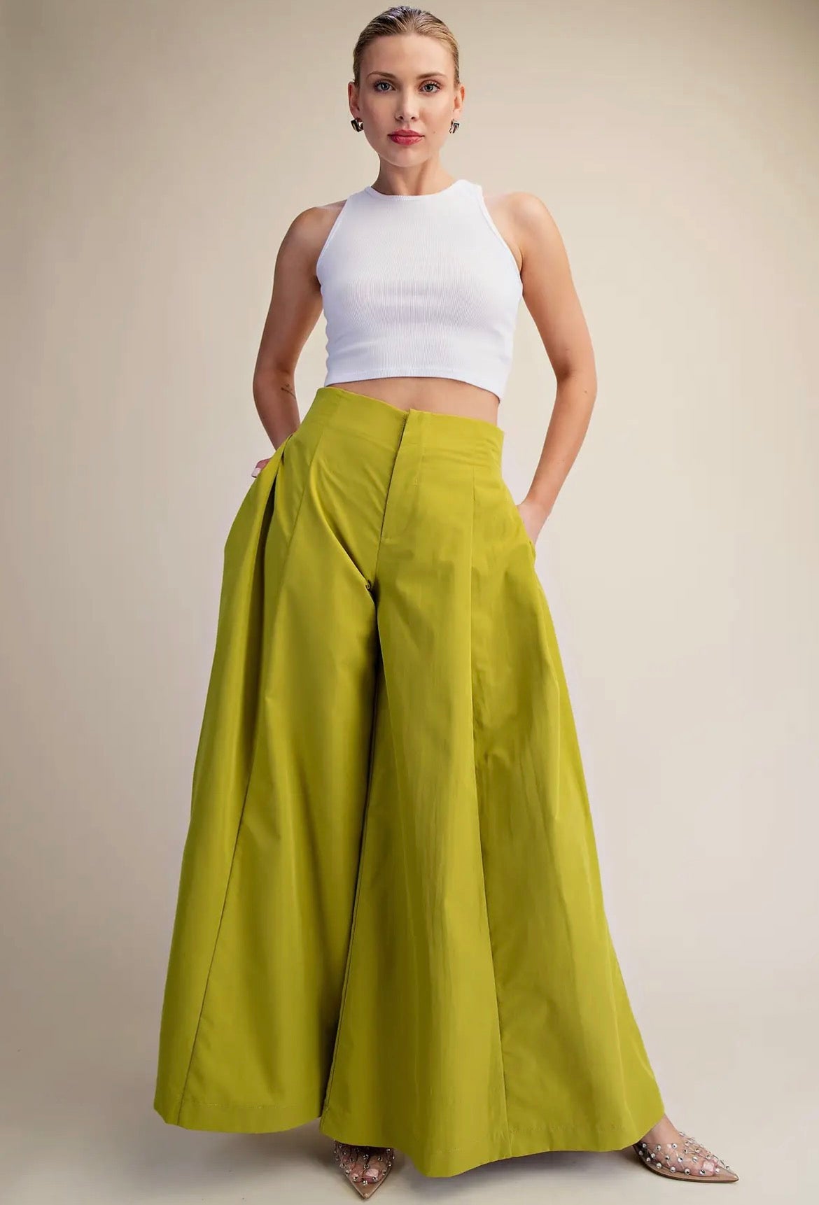 Lime palazzo pants