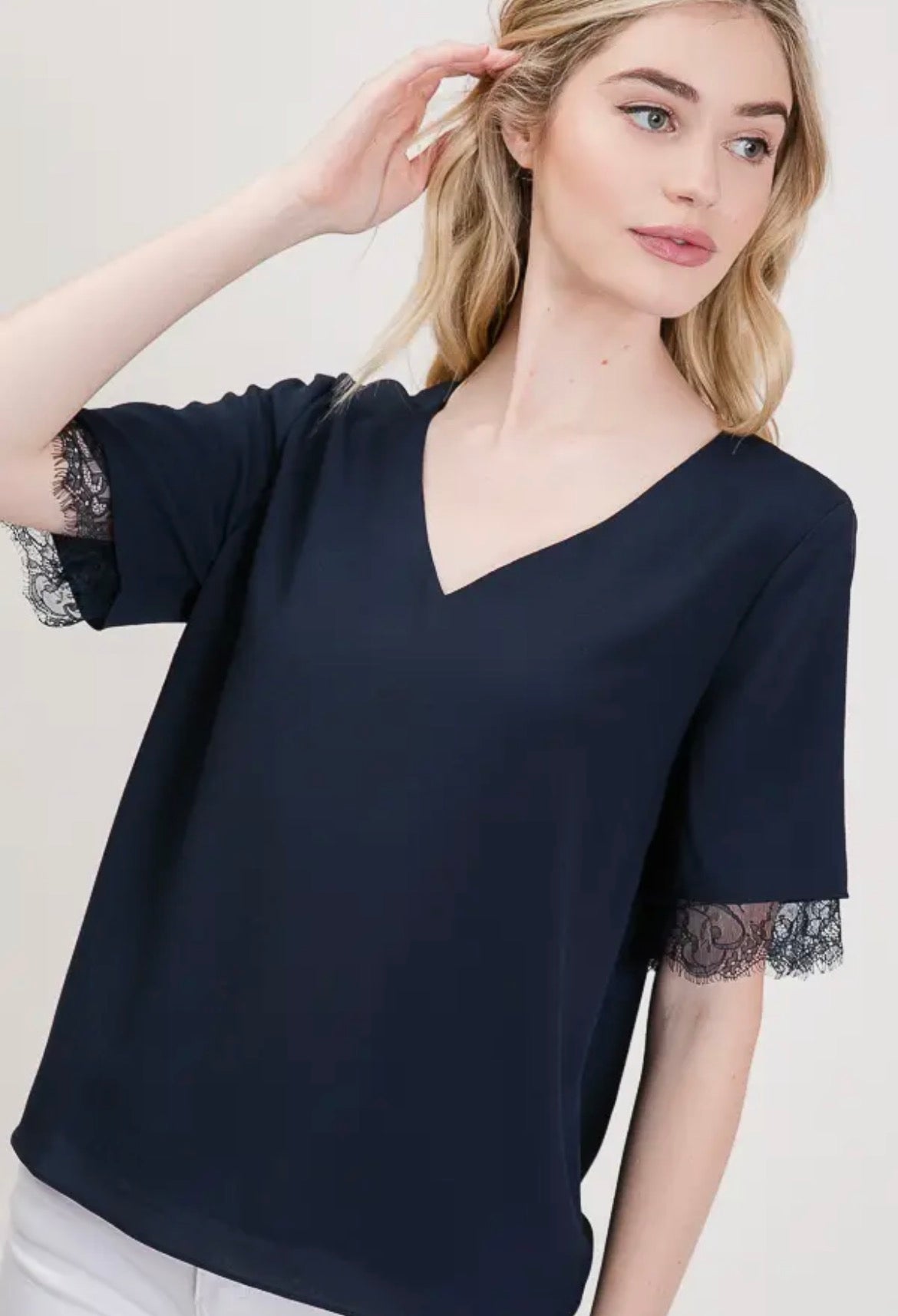 Short sleeve lace blouse
