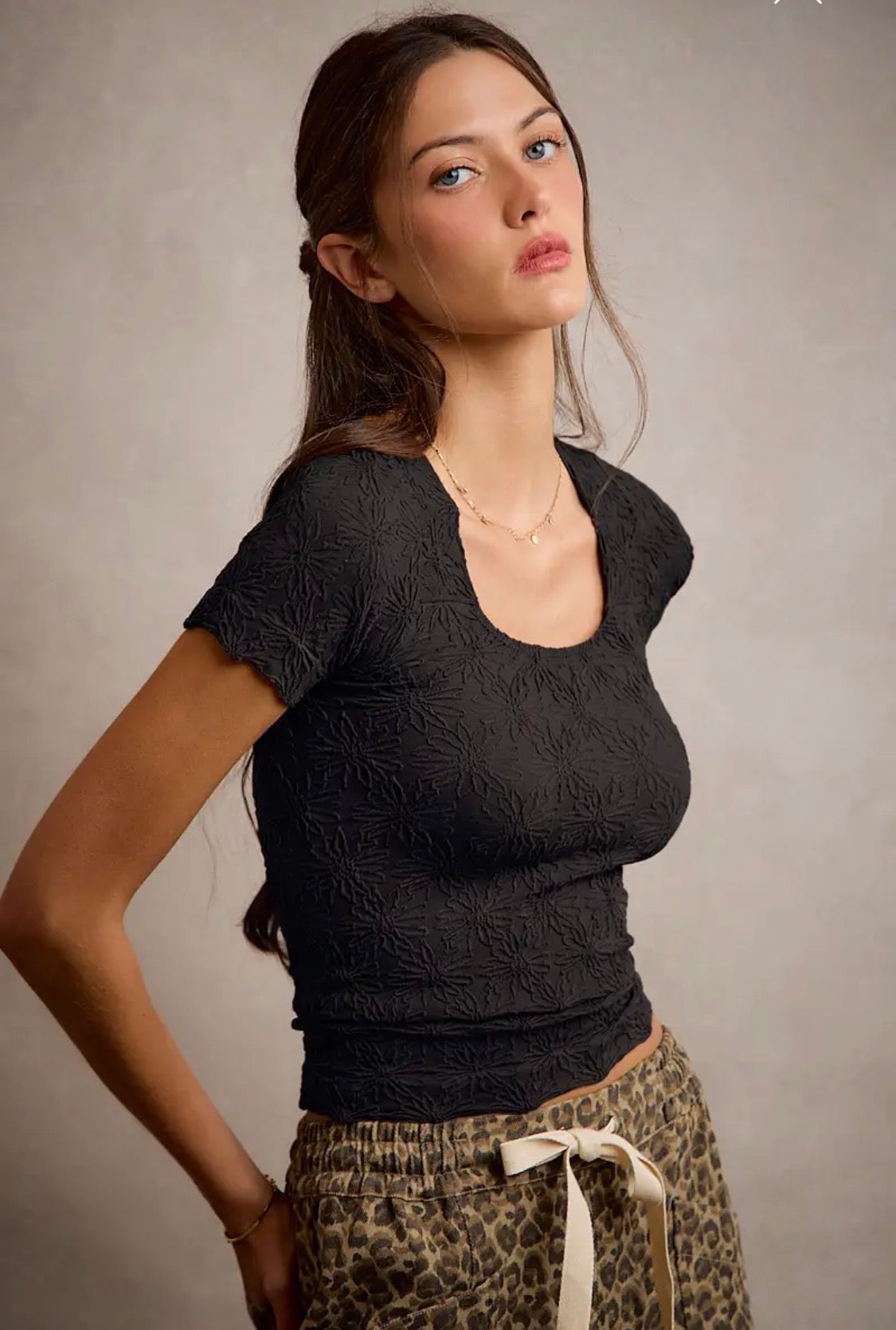 Black Textured Blouse