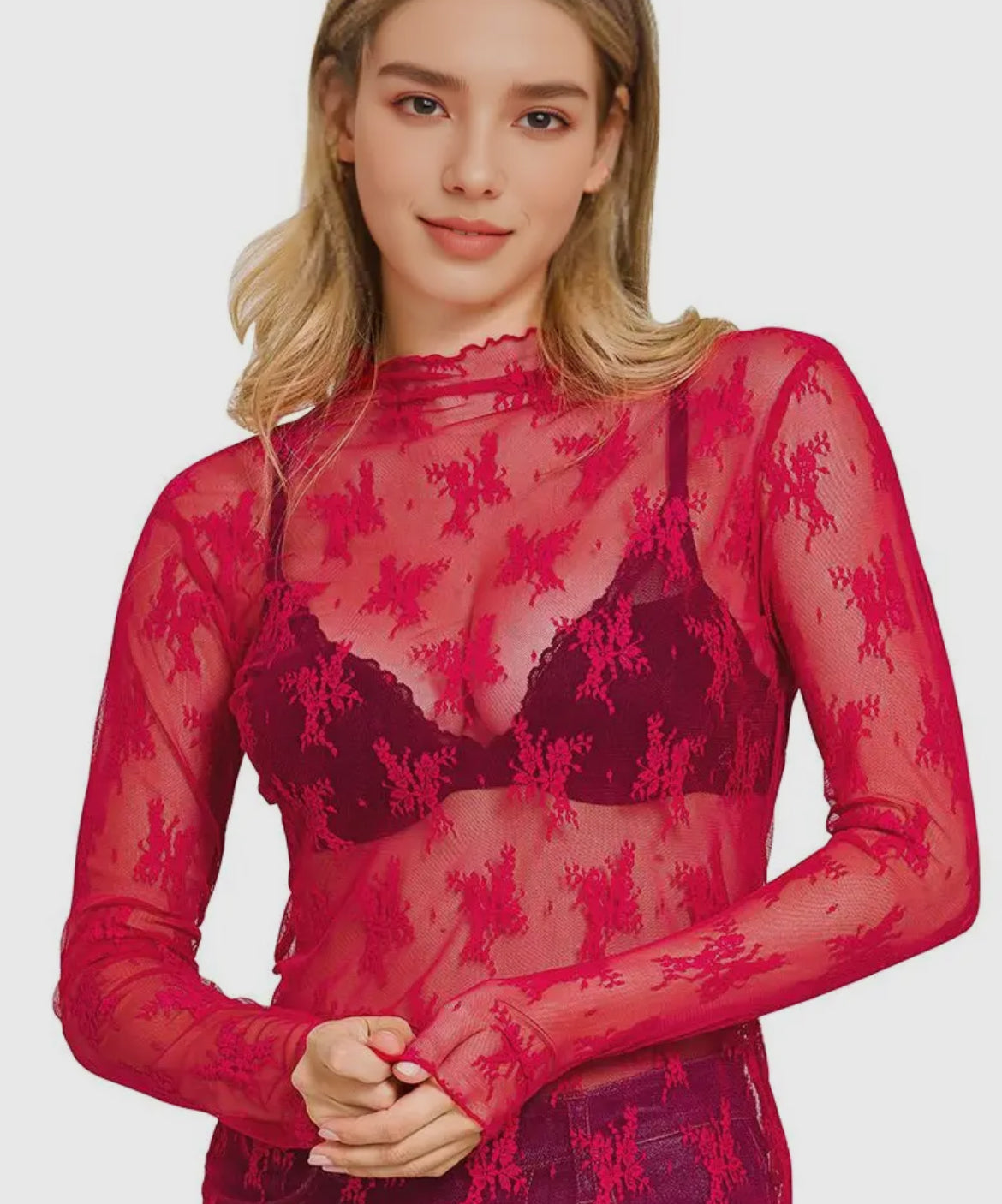Red lace top