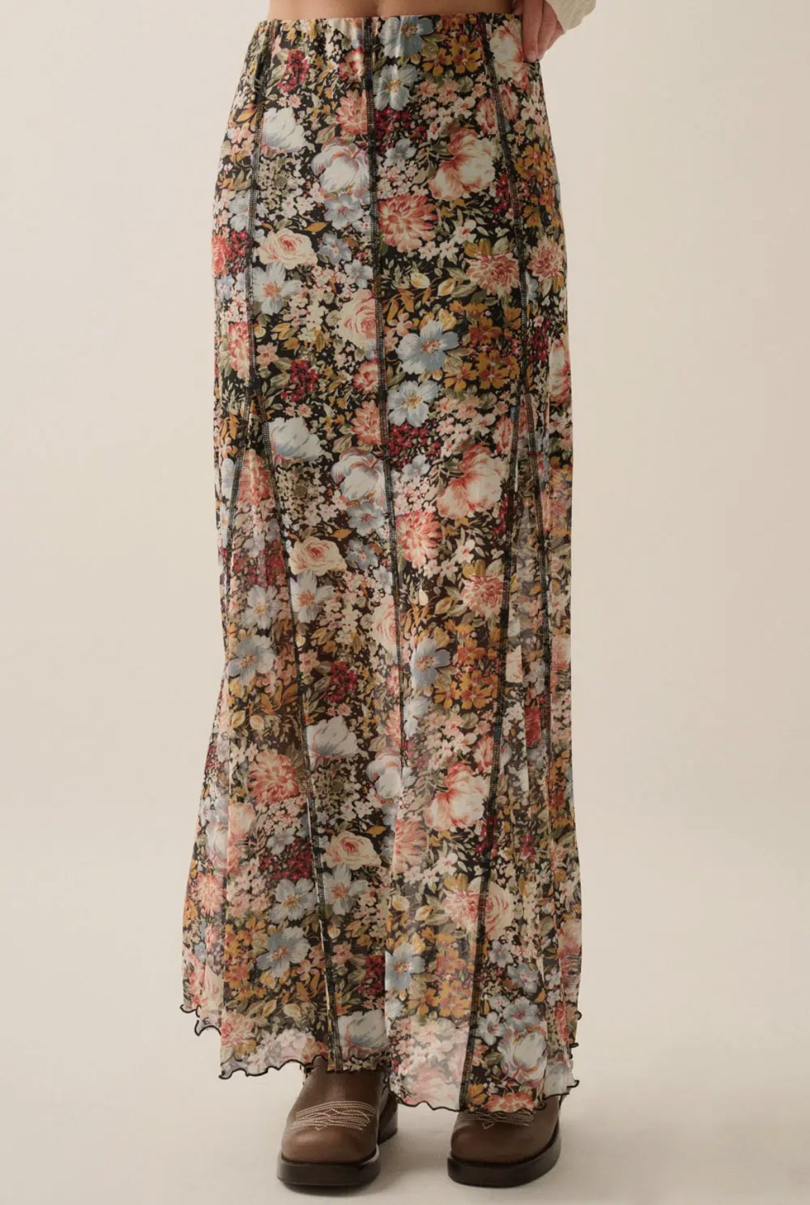 Floral knit maxi skirt