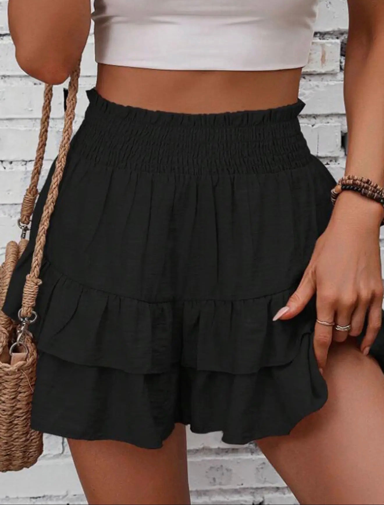 Black ruffle skirt
