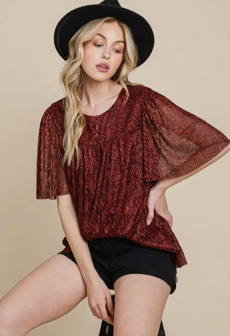 Half sleeve shimmer blouse