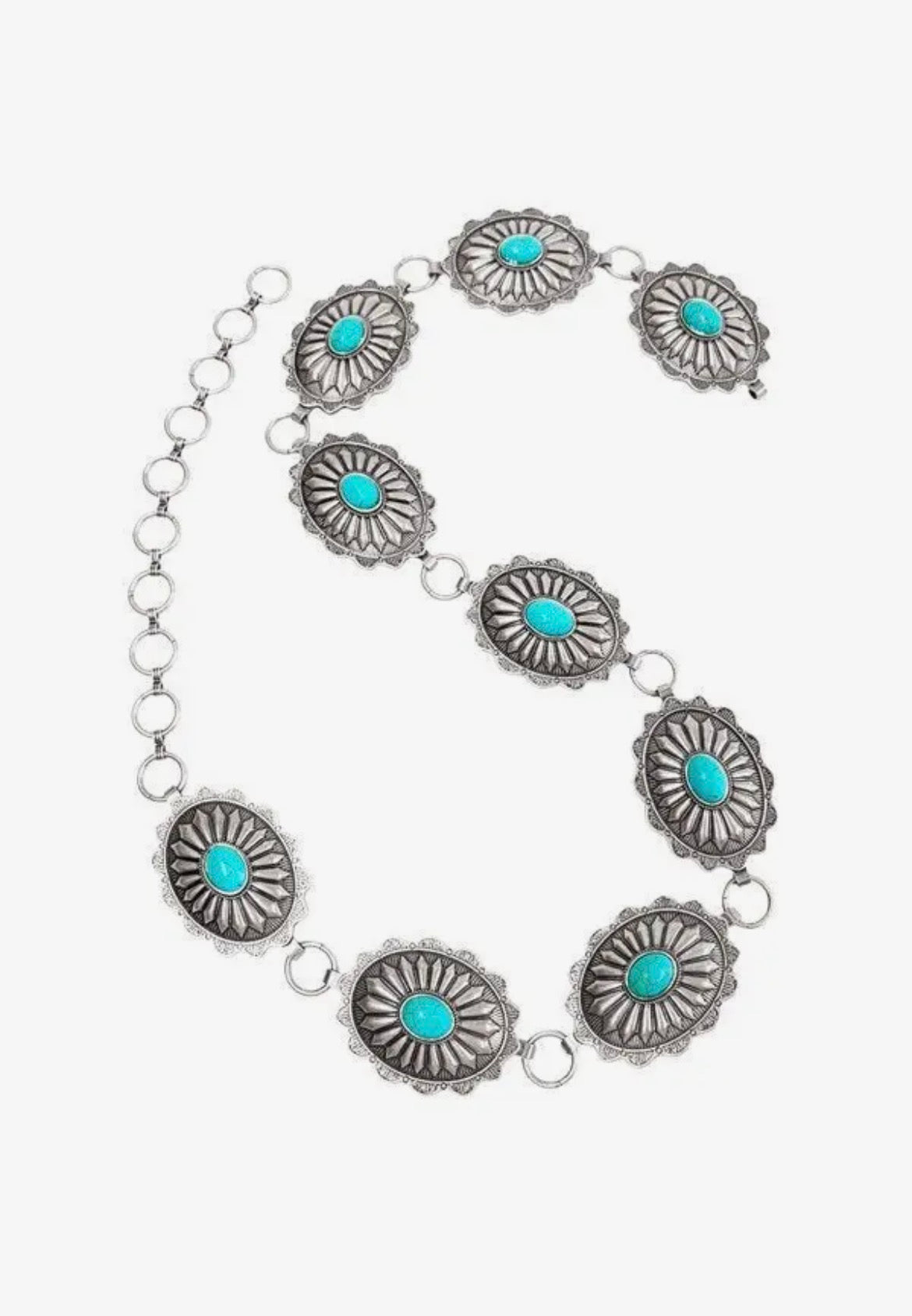Metal turq concho belt