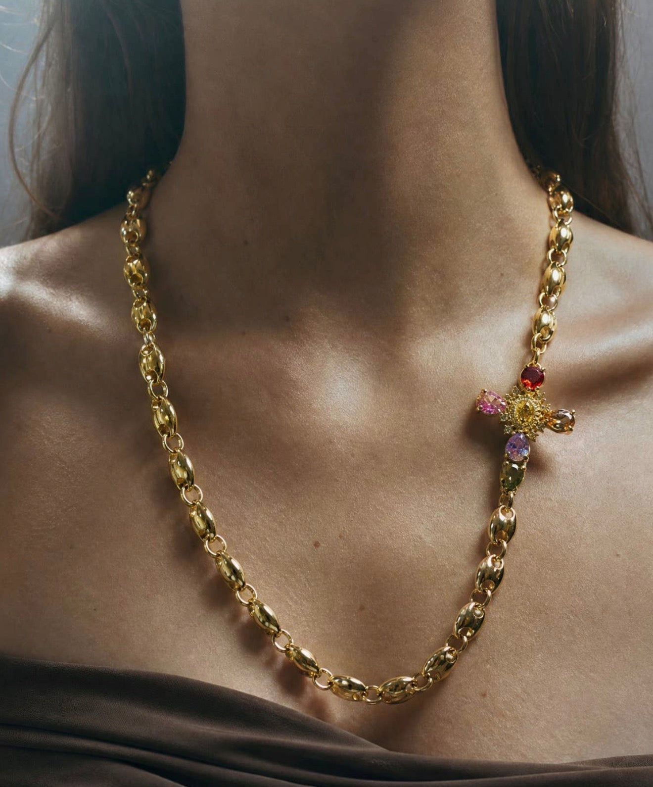 Maximalist cross necklace