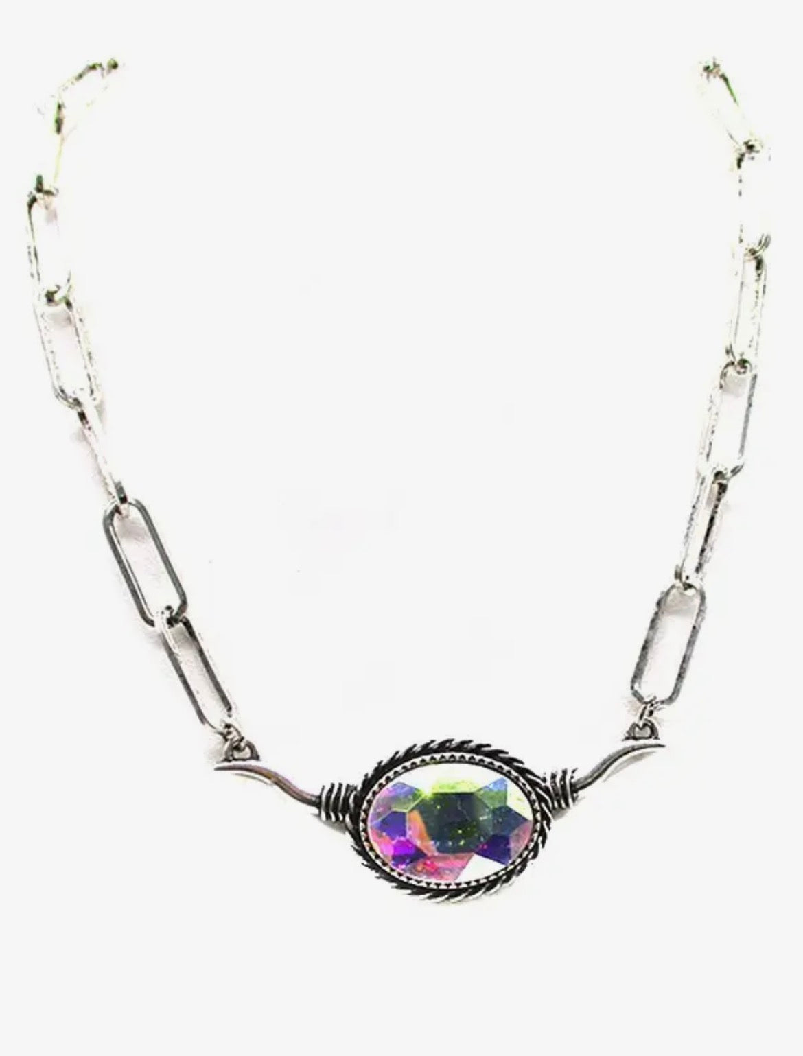 Horn aurora stone necklace