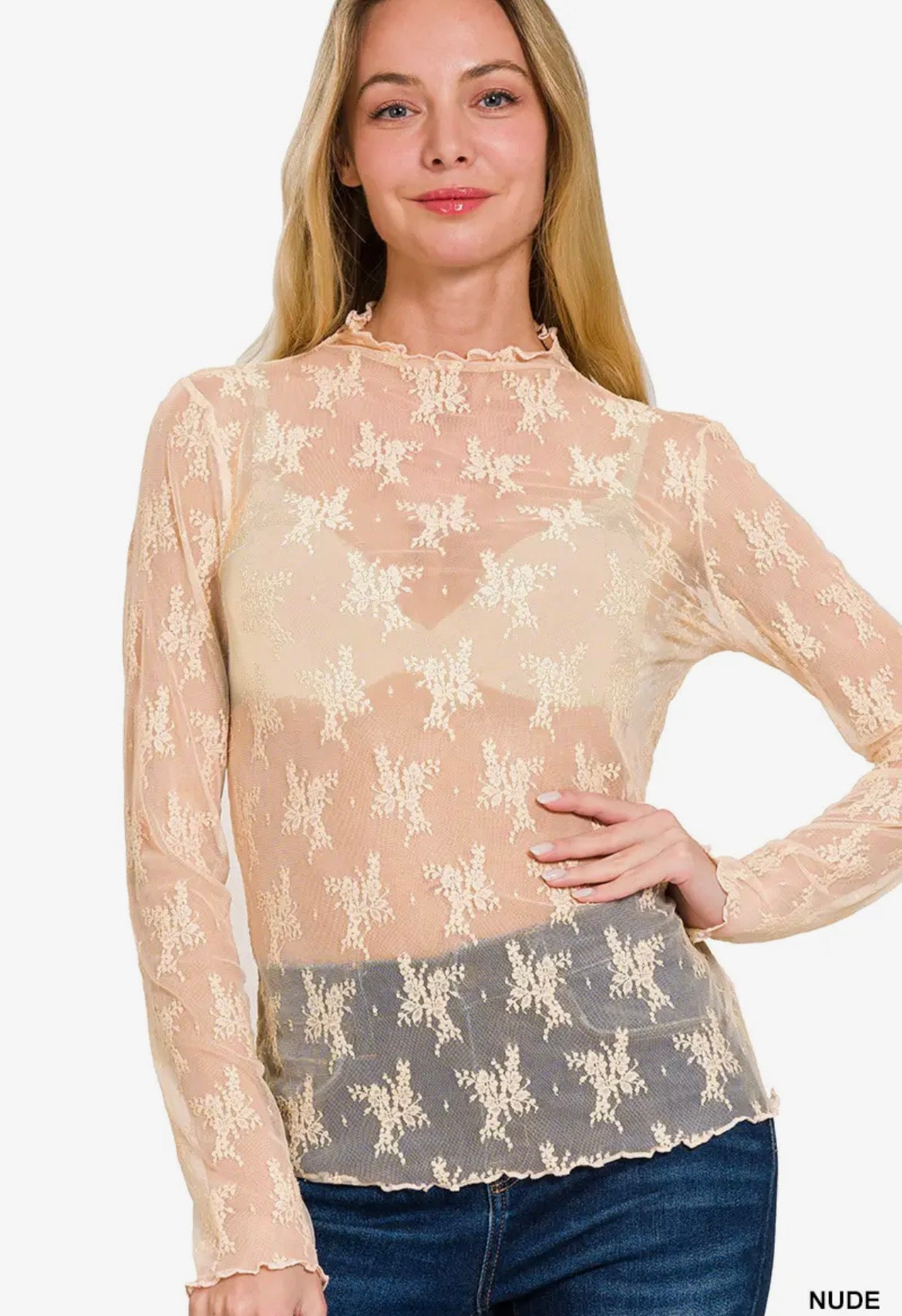 Lace long sleeve top