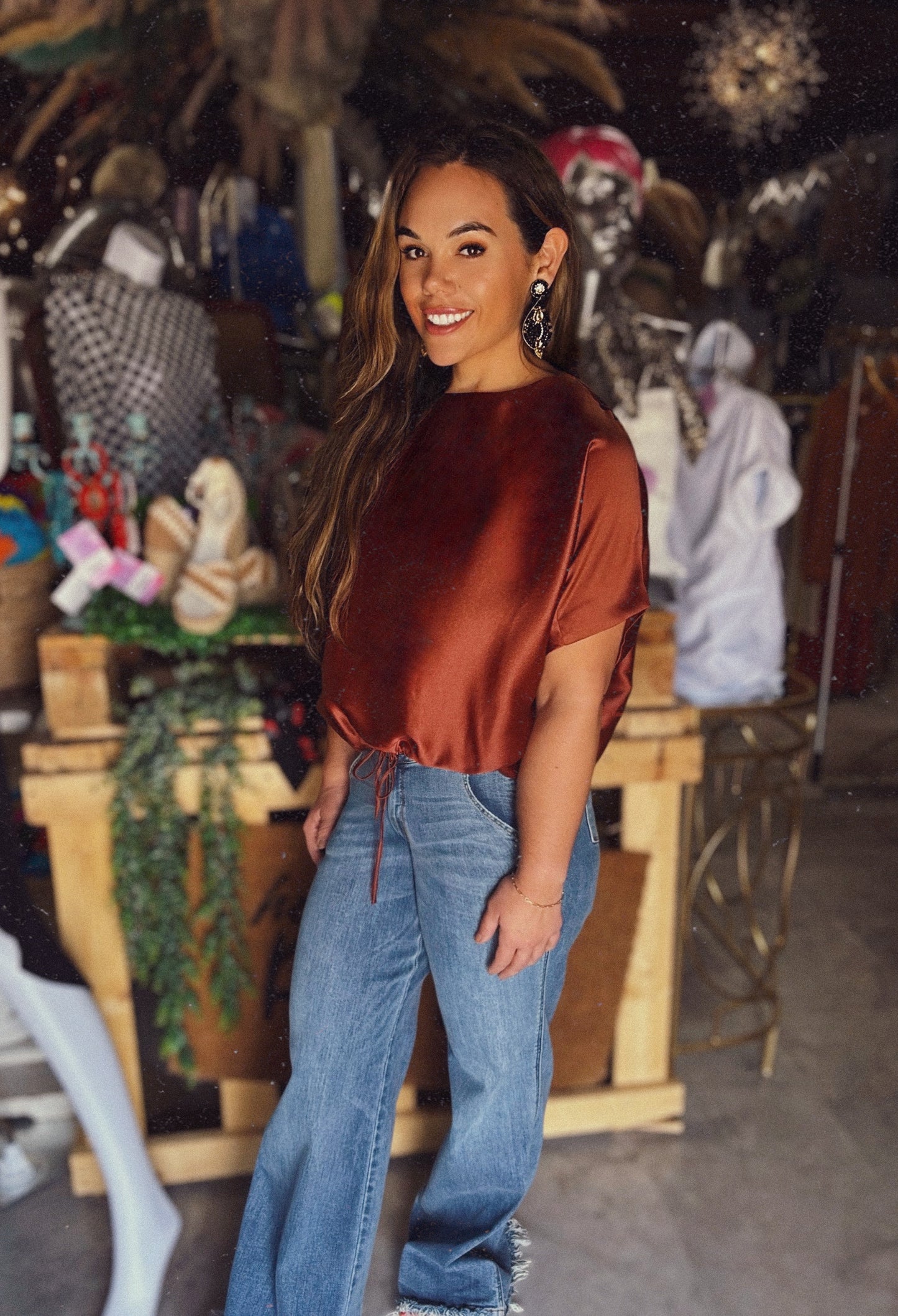 Round neck short sleeve top