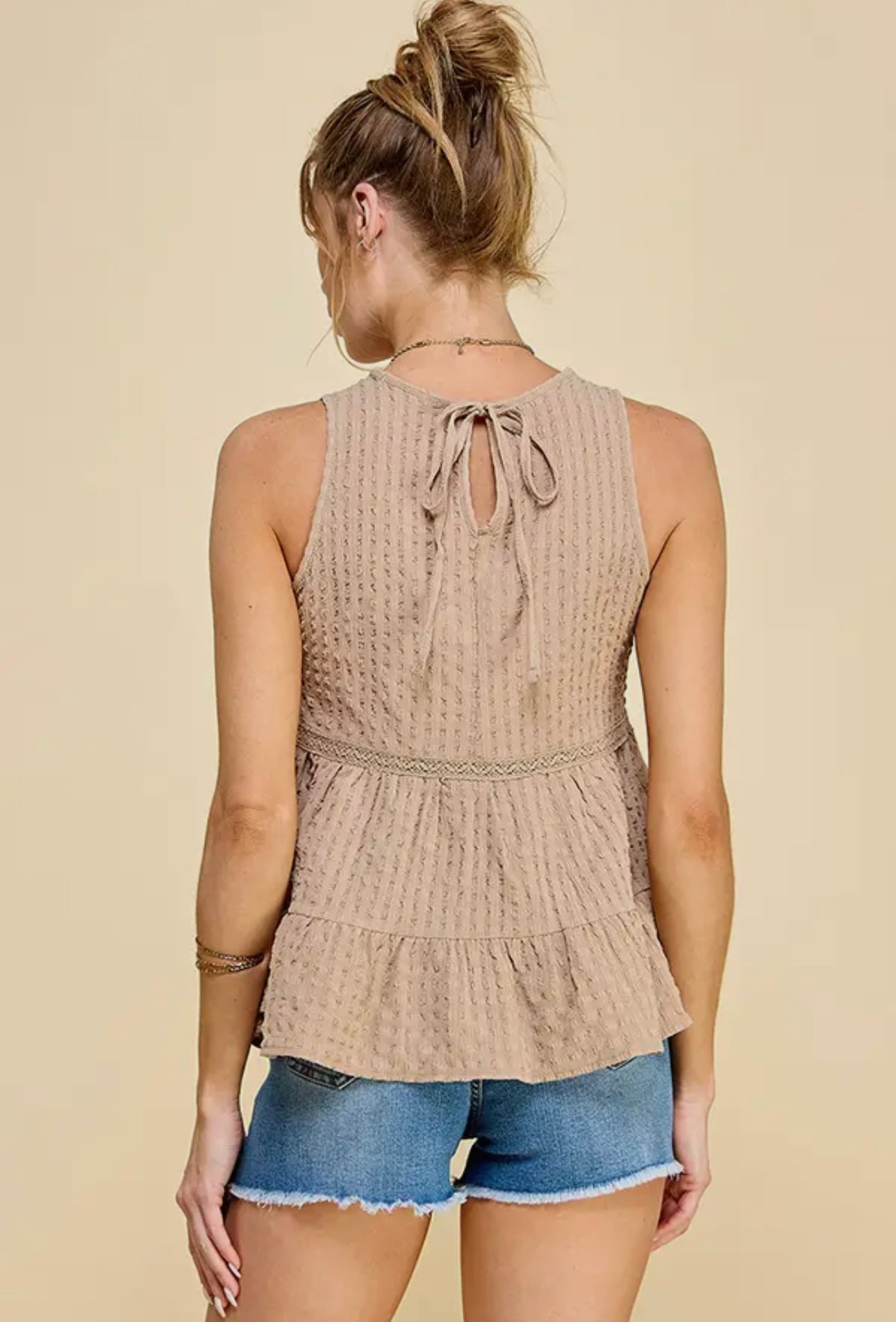Taupe Boho Peplum Blouse