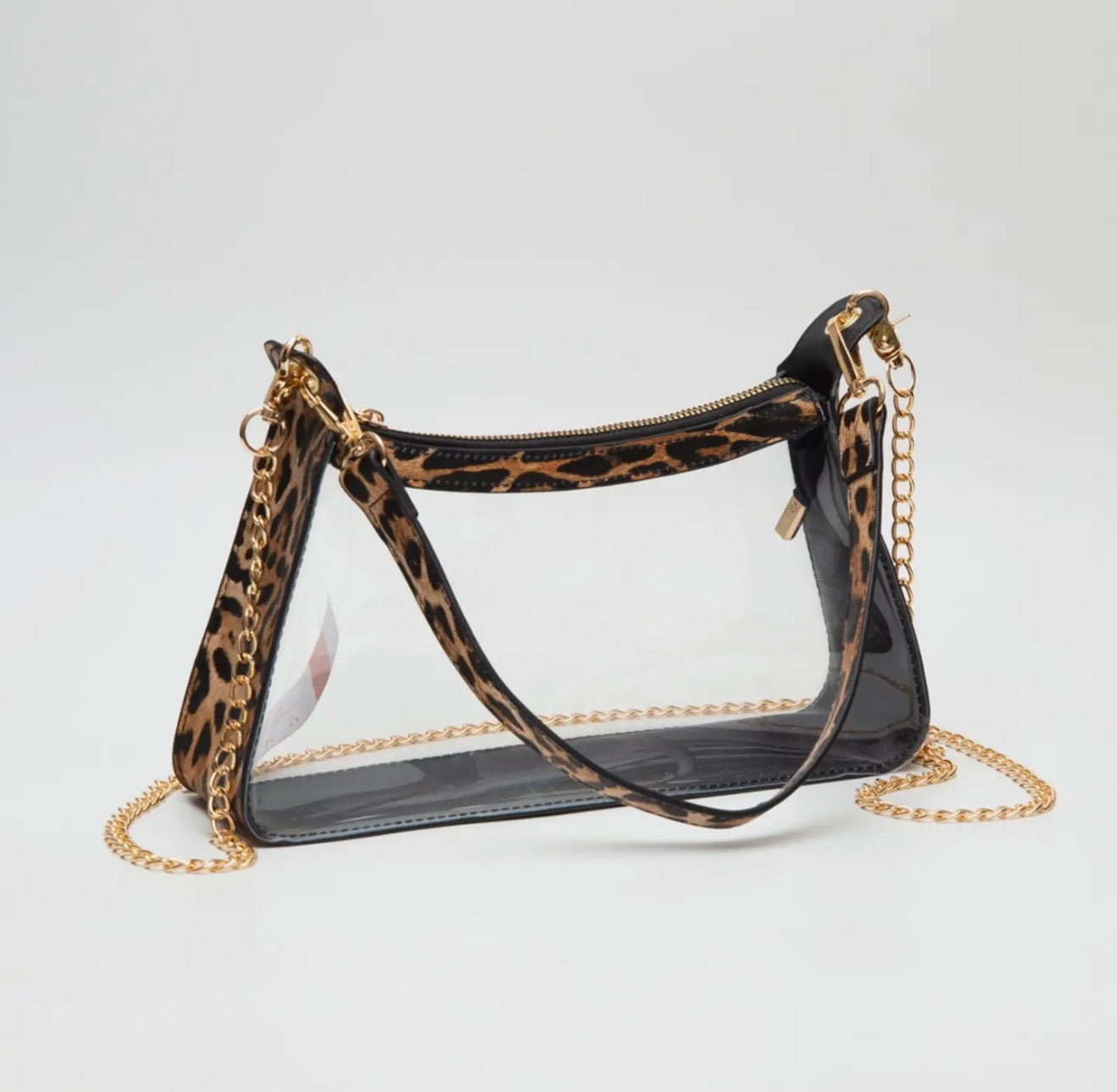 Leopard clear satchel