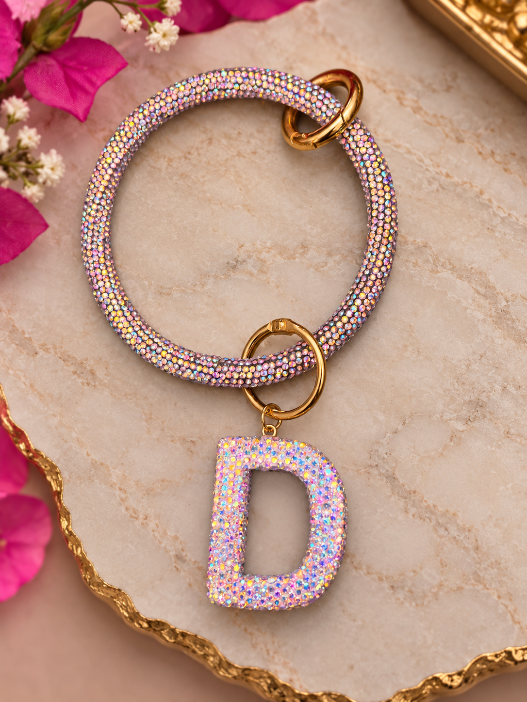 Rhinestone wristlet keychain