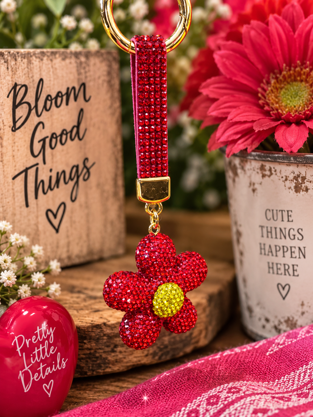 Ruby Bloom Bling Keychain