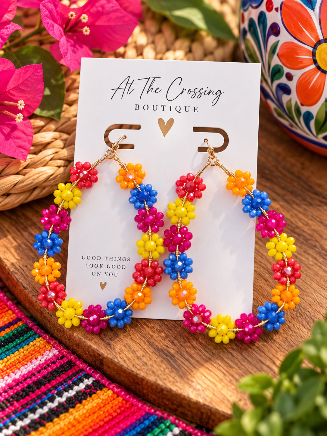 Fiesta Flor Hoop Earring