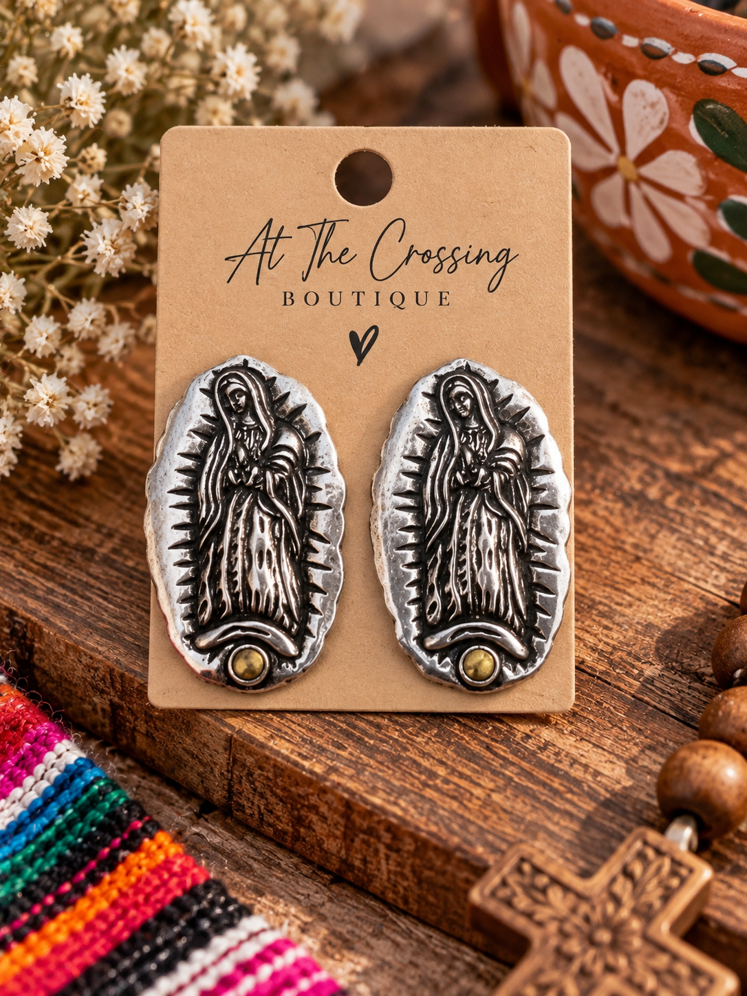 Nuestra Señora Silver Stud Earrings
