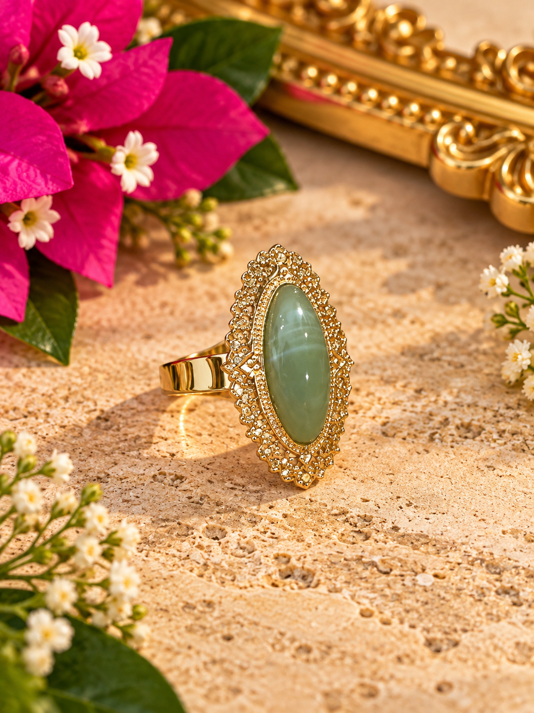 Sage Green Marquise Ring