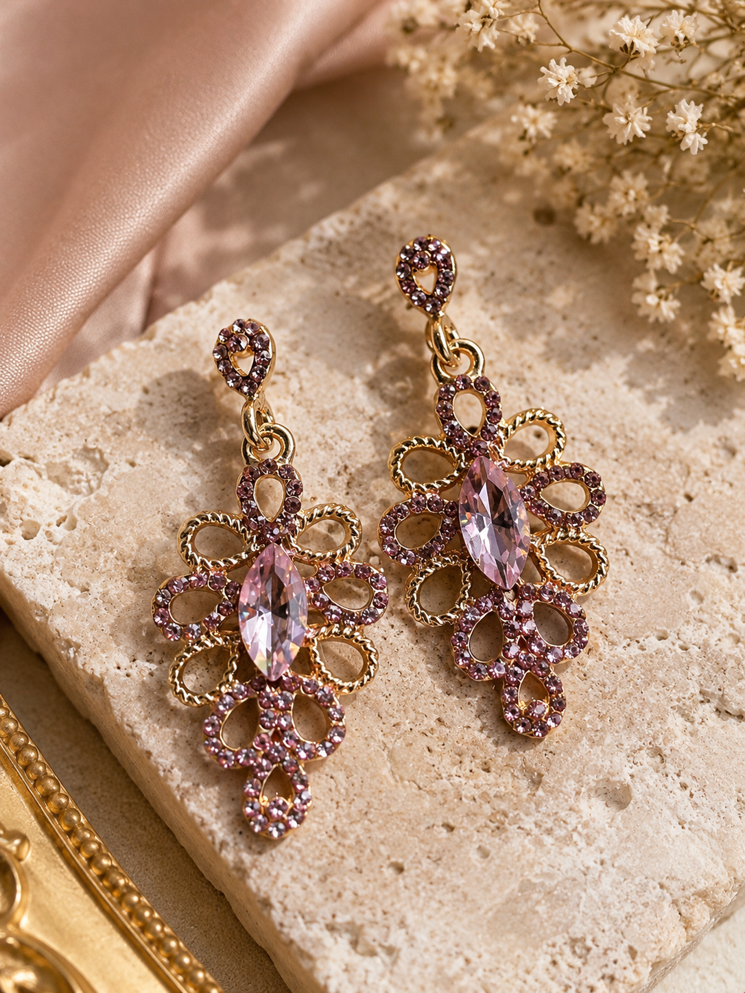 Pink drop earrings