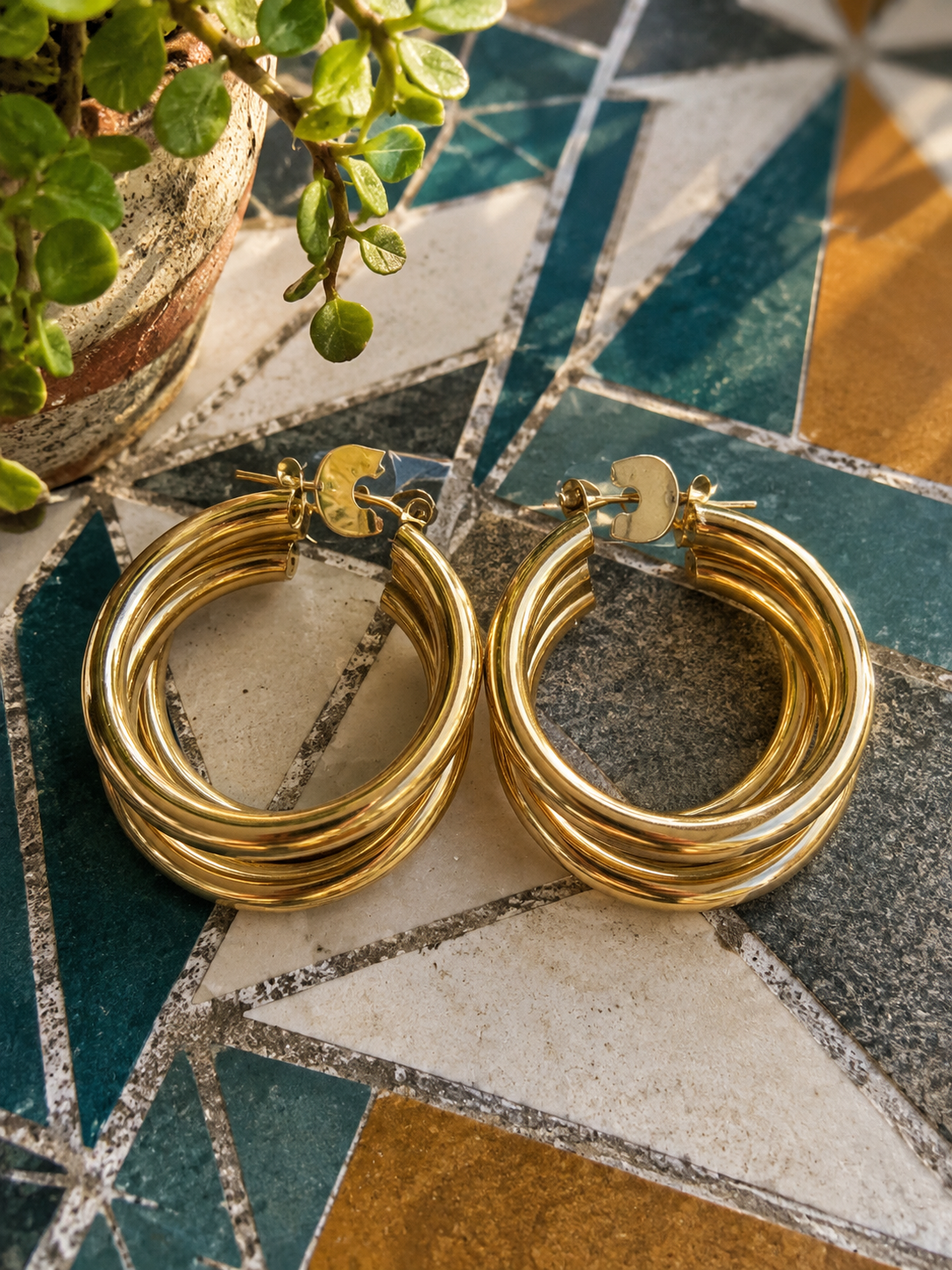 Triple hoop earrings