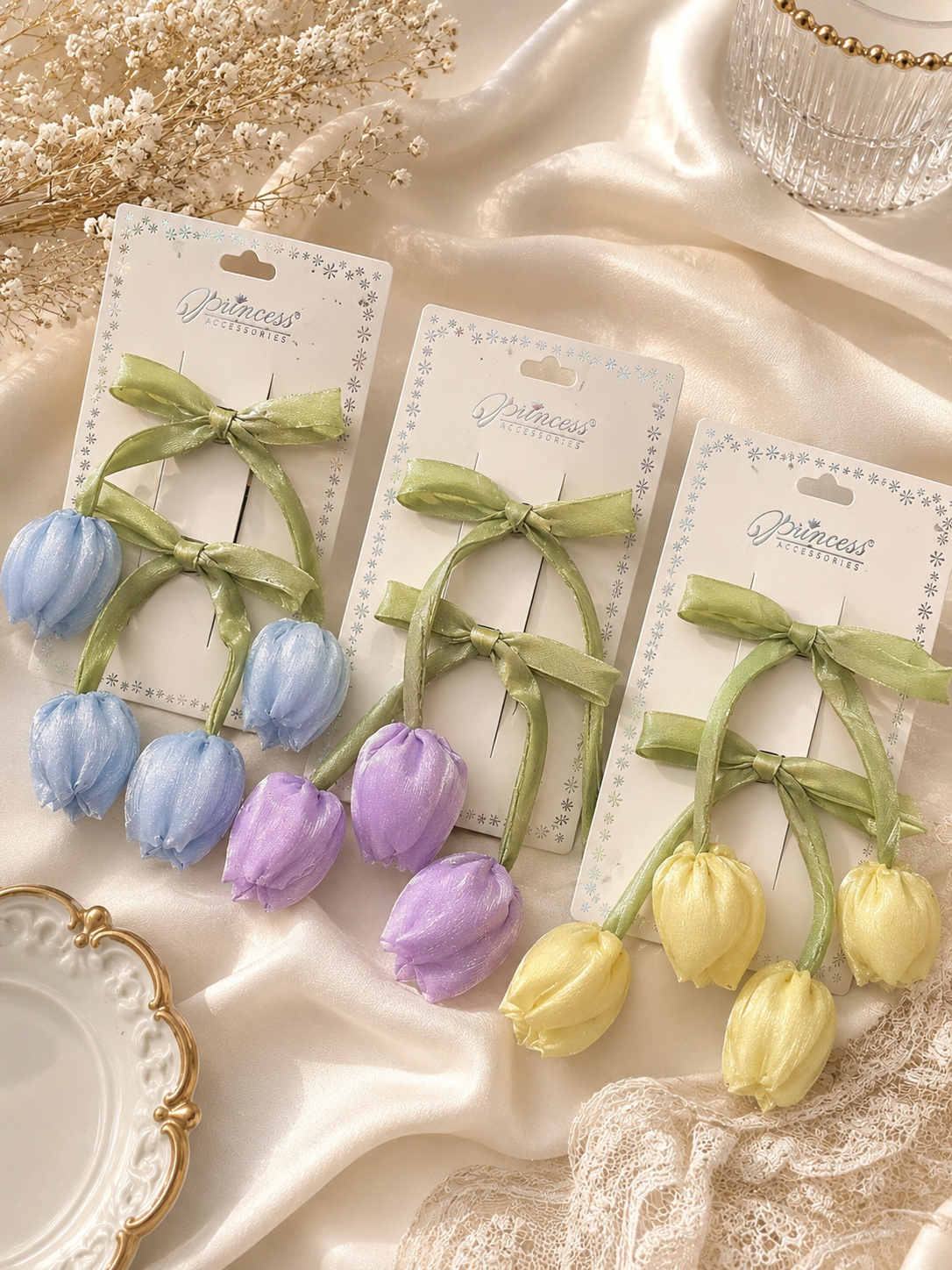 Tulip Drop Bow Hair Clips