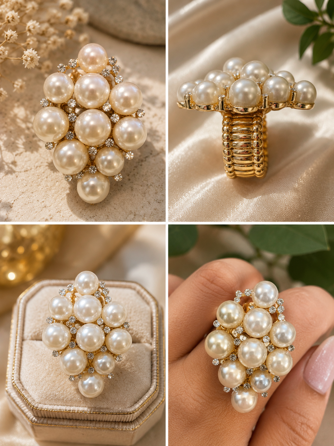 Pearl Cluster Statement Ring.