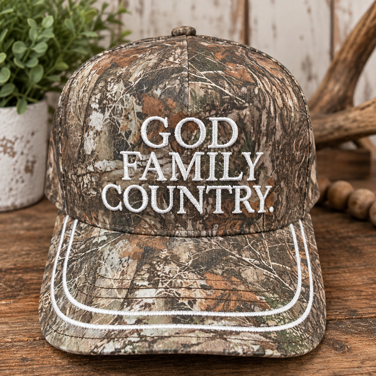 God, Family & Country Camo Hat