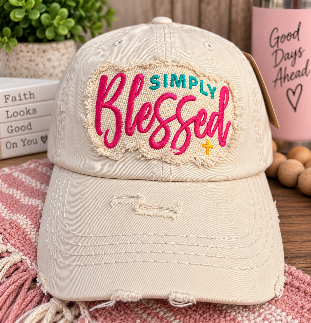 Simply Blessed Distressed Hat