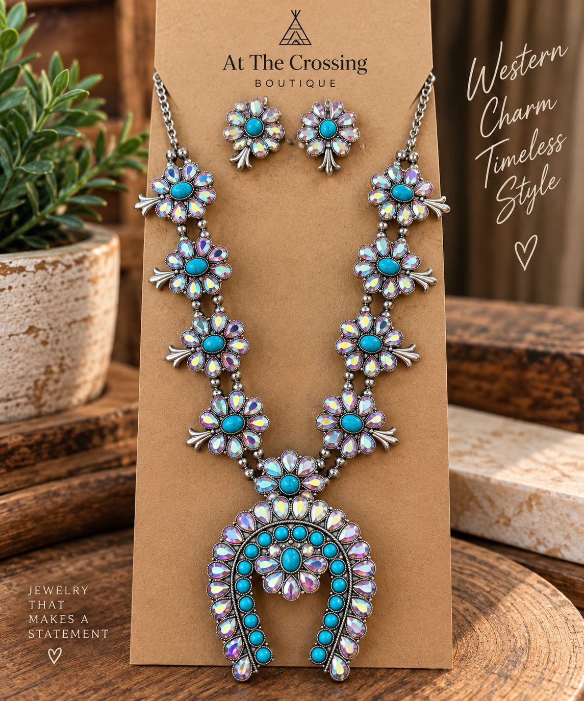 Turquoise Blossom Squash Blossom Necklace Set